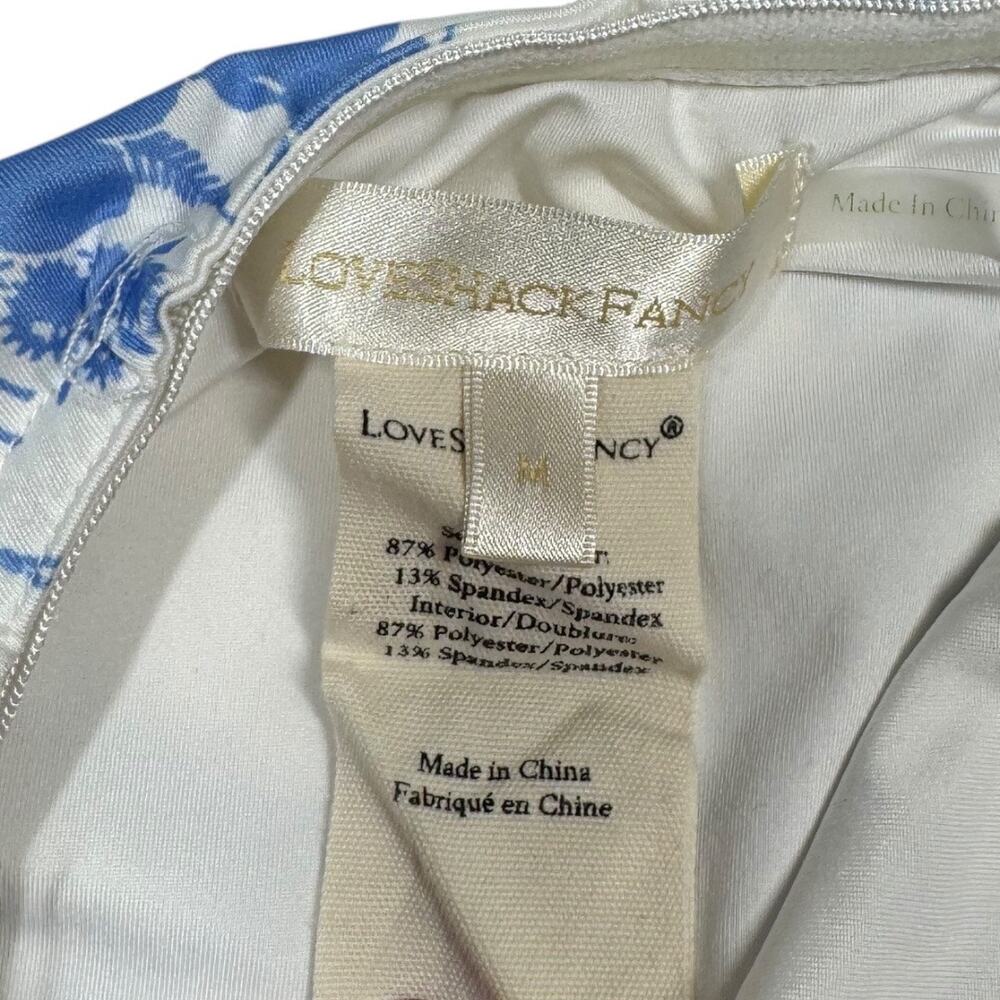 LoveShackFancy Baylor One Piece Swimsuit Medium Blue White Floral Bandeau - Picture 7 of 9